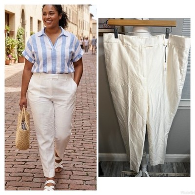 Banana Republic Br White Cream Linen Blend Pants 16 NWT