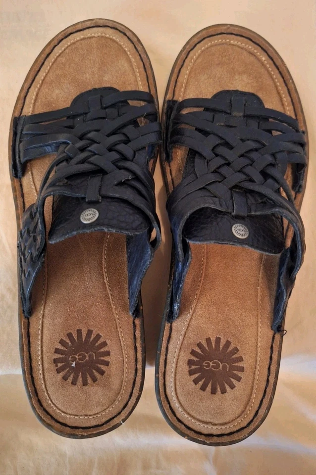 Sandalias de cuero Ugg Keala Huarache sin cordones negras talla 10 Foto 3 de 4