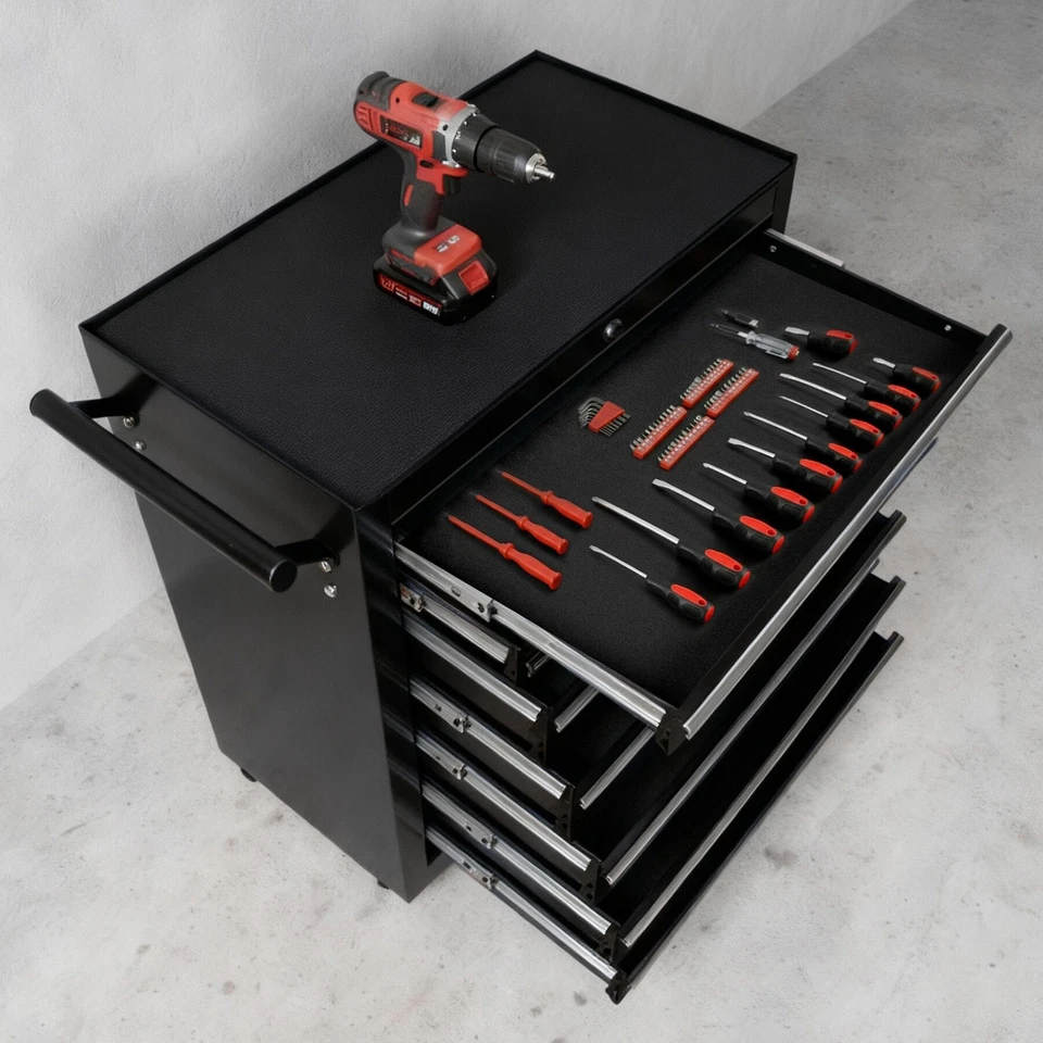 Werkstattwagen leer XXL 7 Schubladen Werkzeugwagen Kiste Rollwagen Ablagefläche - Bild 3 von 4