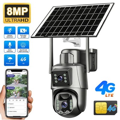 4G LTE Überwachungskamera mit SIM Karte & Solarpanel Außen 8MP PTZ Kamera Solar