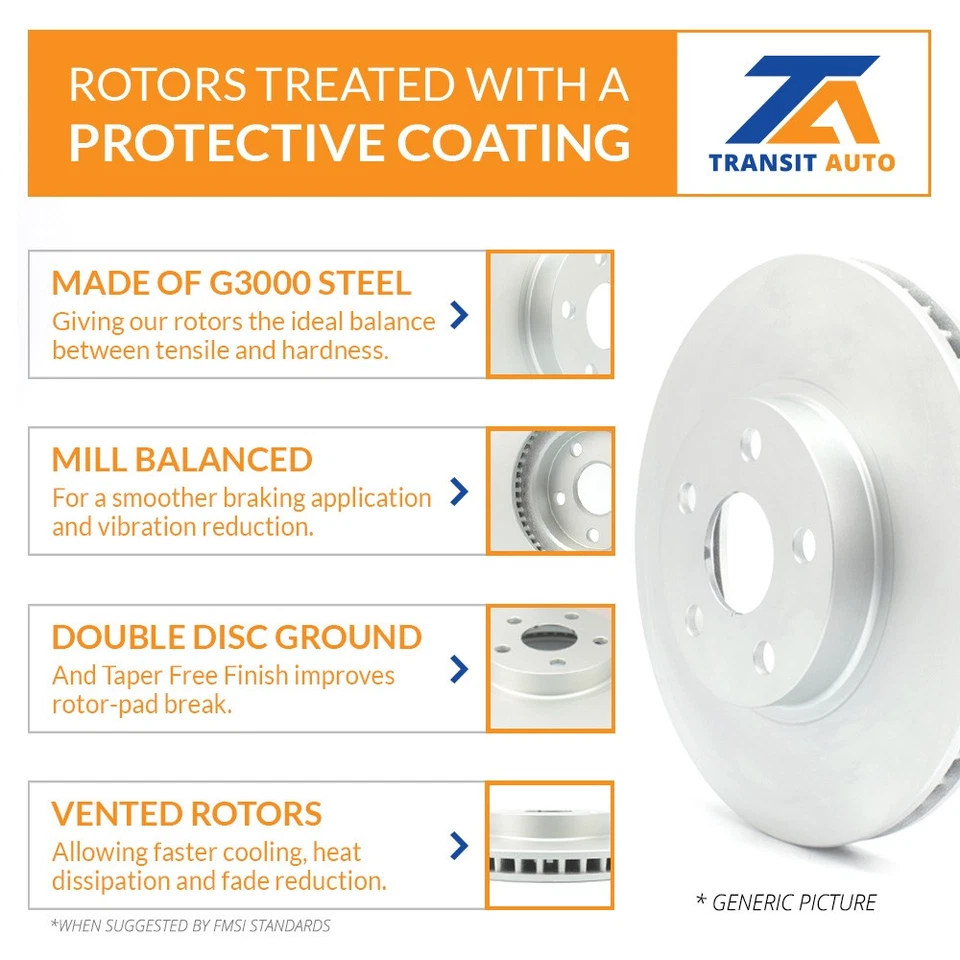 Coated Brake Rotors Semi-Metallic Pad Front Rear Kit For Mercedes-Benz C280 C240 - Image 4 of 4