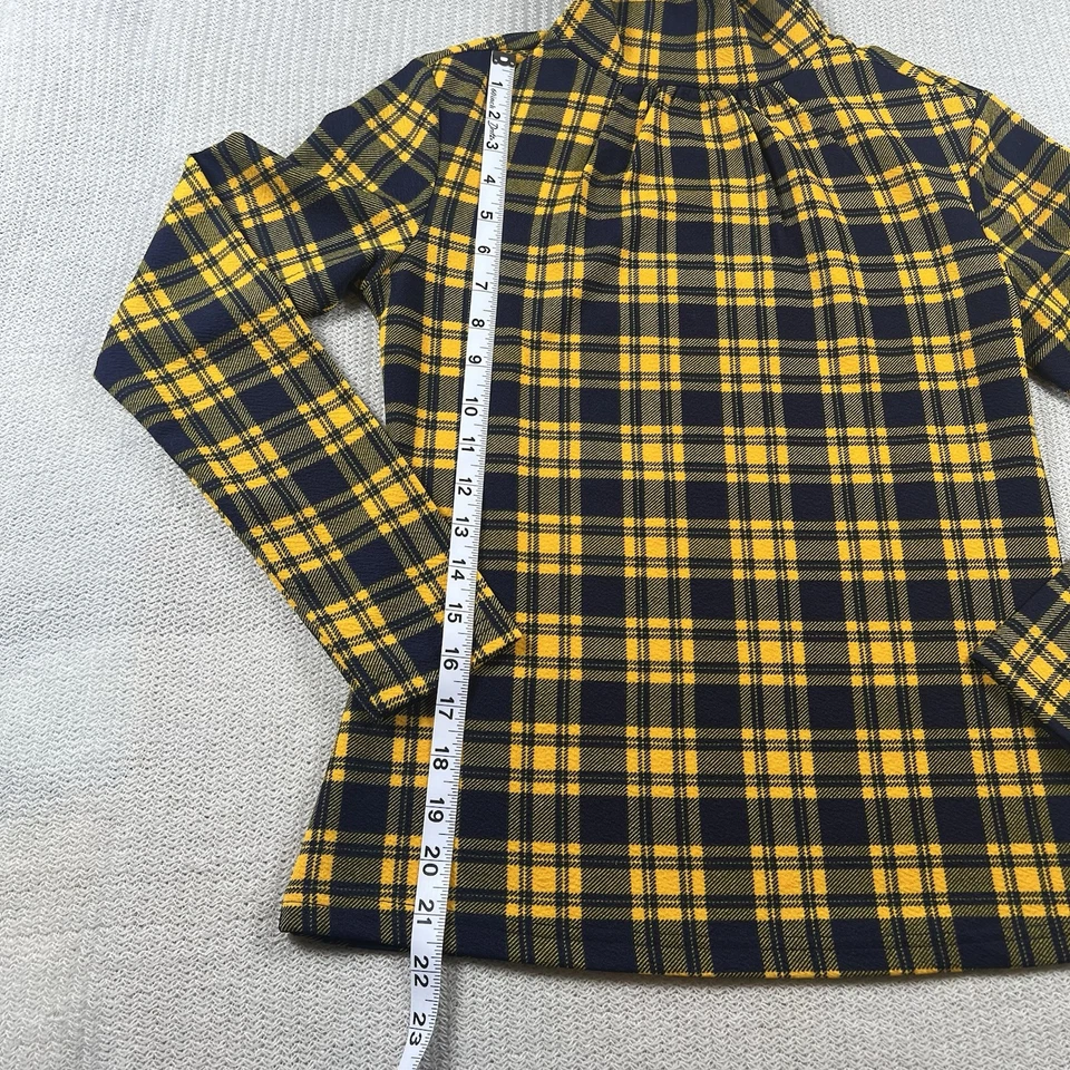 Camisa Allegra K Para Mujer Cuadros Manga Larga Cuello Alto Elastizada Ajustada Tartán Cuadros S Foto 4 de 4