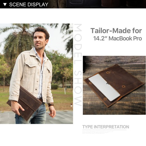 Leather Tablet Case Laptop Cover Sleeve For iPad 12.9" MacBook Pro 14.2" 16.2" - Picture 9 of 15