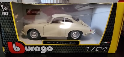 RARE Burago Porsche 356B Coupe (1961) 1/24 Scale Die-Cast Model Matte White