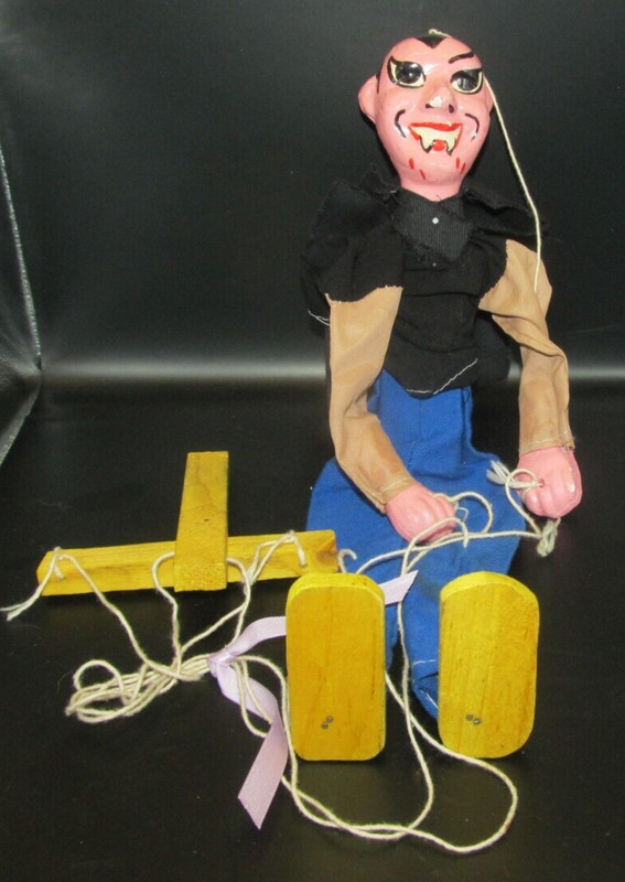 Vintage Marionette String Puppet Count Dracula Halloween Devil Haunted Toy