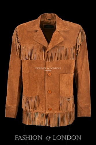 Men's Western Leather Jacket With Brown Fringe
