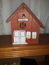 wooden birdhouse schoolhouse style 7.5 high 5...