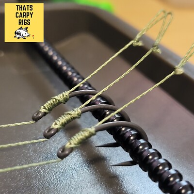 5 Hair Rigs / Nash Braid / Weed Green / Ready Made Carp Rigs / Bottom Bait Korda