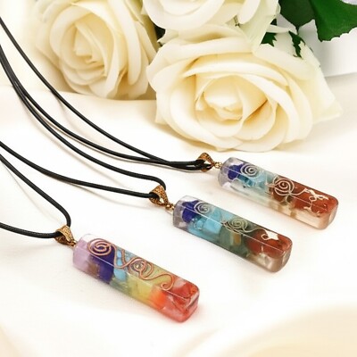 7 Chakra Orgonite Pendant Natural Stone Reiki Healing Energy Unisex Necklace