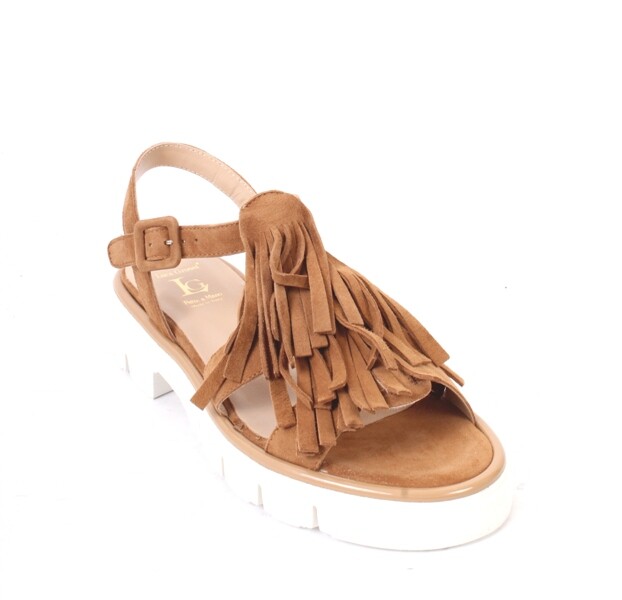 Luca Grossi 838a Brown Suede Frindge Platform Shoes Sandals 36