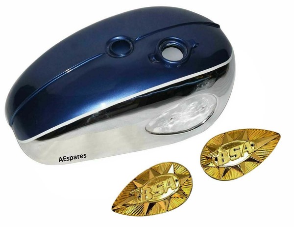 BSA A65 Thunderbolt Blau Lackierter Chrom Benzin Kraftstofftank Mit Deckel Gec-image