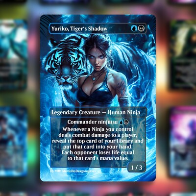 MTG Legendary Commander Proxie: Yuriko, Tiger's Shadow | Premium Blue Core Paper