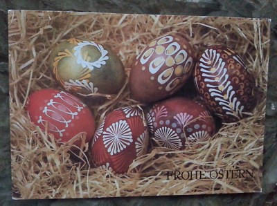 1 DDR Osterkarte Frohe Ostern Ostergrüße VEB ungelaufen Postkarte AK F17