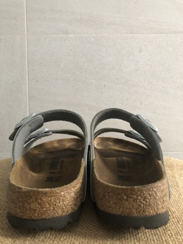 Birkenstock Arizona Sandals Size 38 Silver Made In Germany - Picture 10 of 21