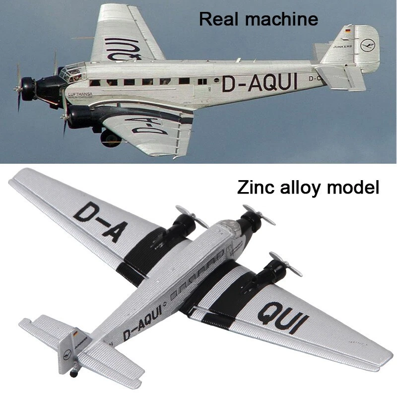 Avión de transporte Junkers modelo militar fundido a presión de aleación a escala 1:250 JU52-3M Foto 2 de 4
