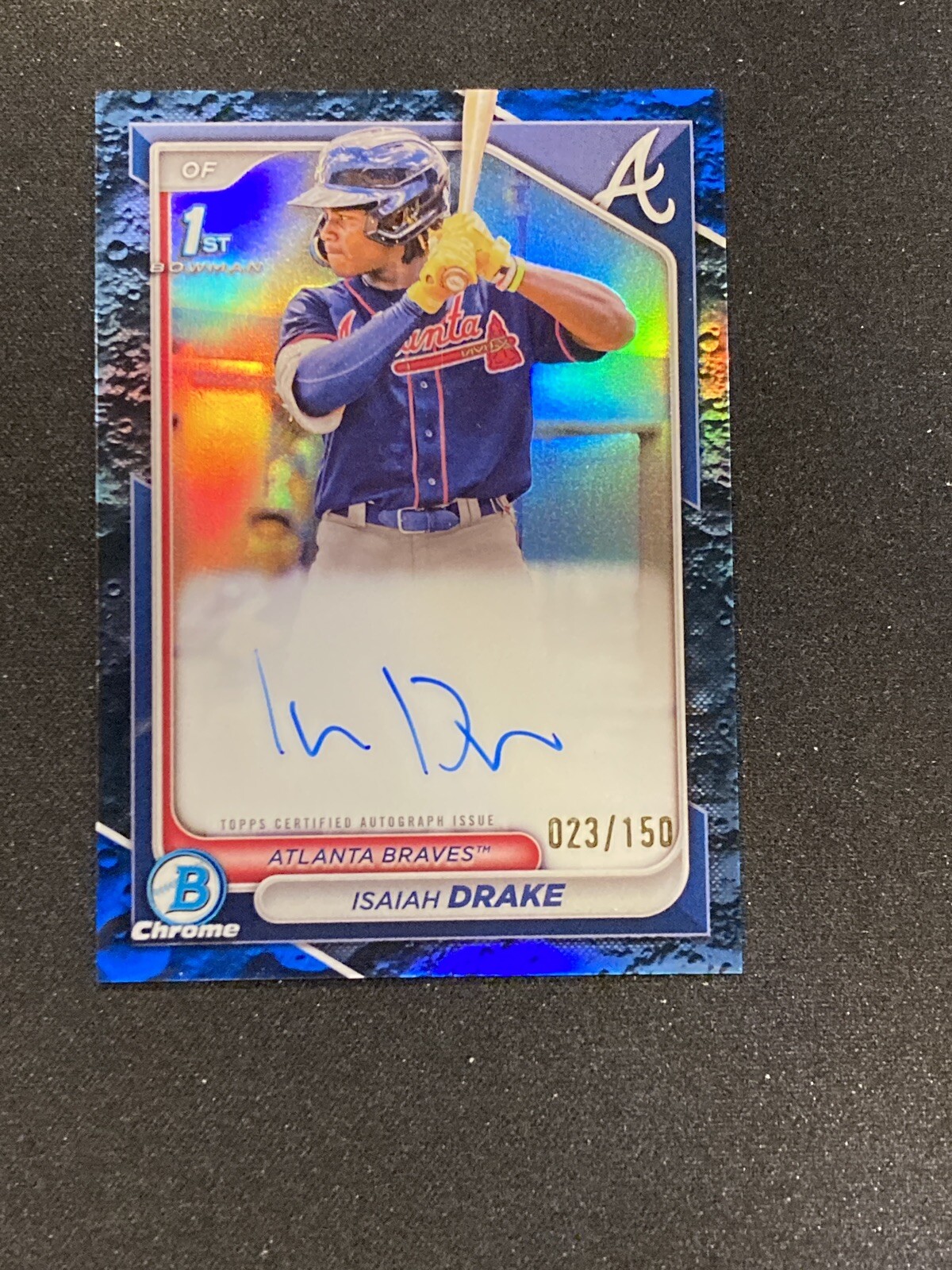 2024 Bowman Isaiah Drake 1st Bowman Chrome Autograph BLUE LUNAR /150 BRAVES
