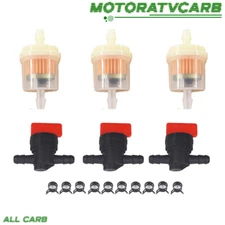 ALL-CARB 1/4"In Line Fuel Gas Filter Shut Cut Off Valves Clamps For Toro 54-3150