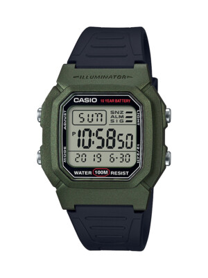 Casio Men's Quartz Illuminator Black Resin Band 37mm Watch W-800HM-3AVCF