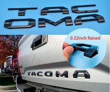 3D Raised Tailgate Insert Letters fits 2016-2021 Toyota Tacoma Gloss Black