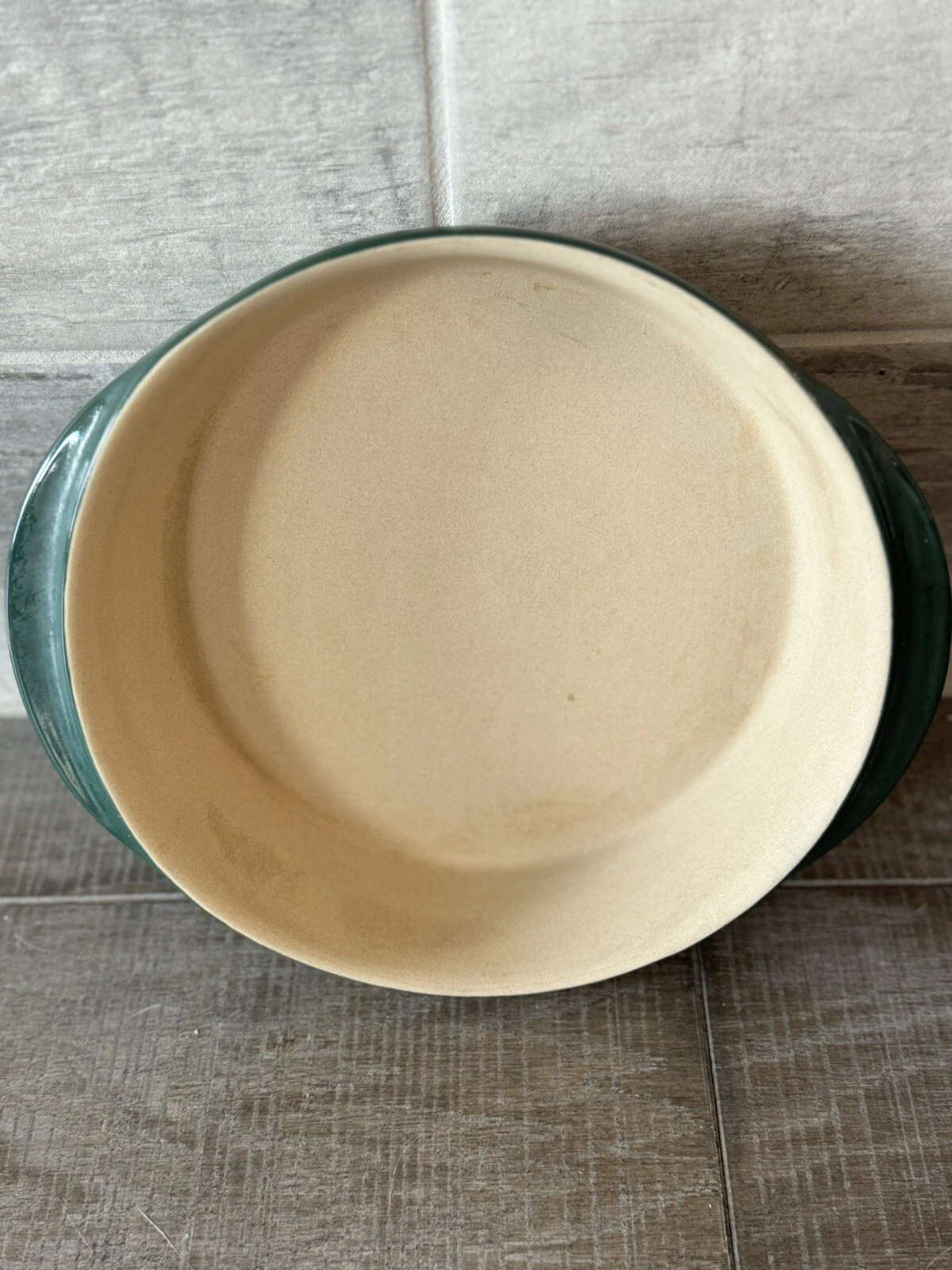 Pampered Chef Family Heritage Stoneware Deep Dish Pie Pan Green 8.5”X2”