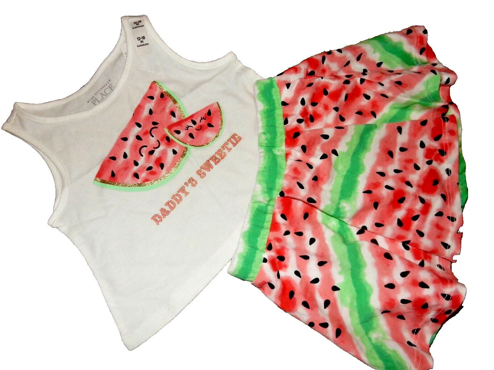 7L NWT 12-18M The Children's Place WATERMELON DAD Tank Top Skort Set Outfit