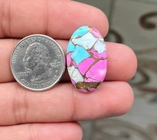 18 Ct  Rare Cotton Candy Kingman Turquoise Oval Cabochon Pendant Gemstone DK=396