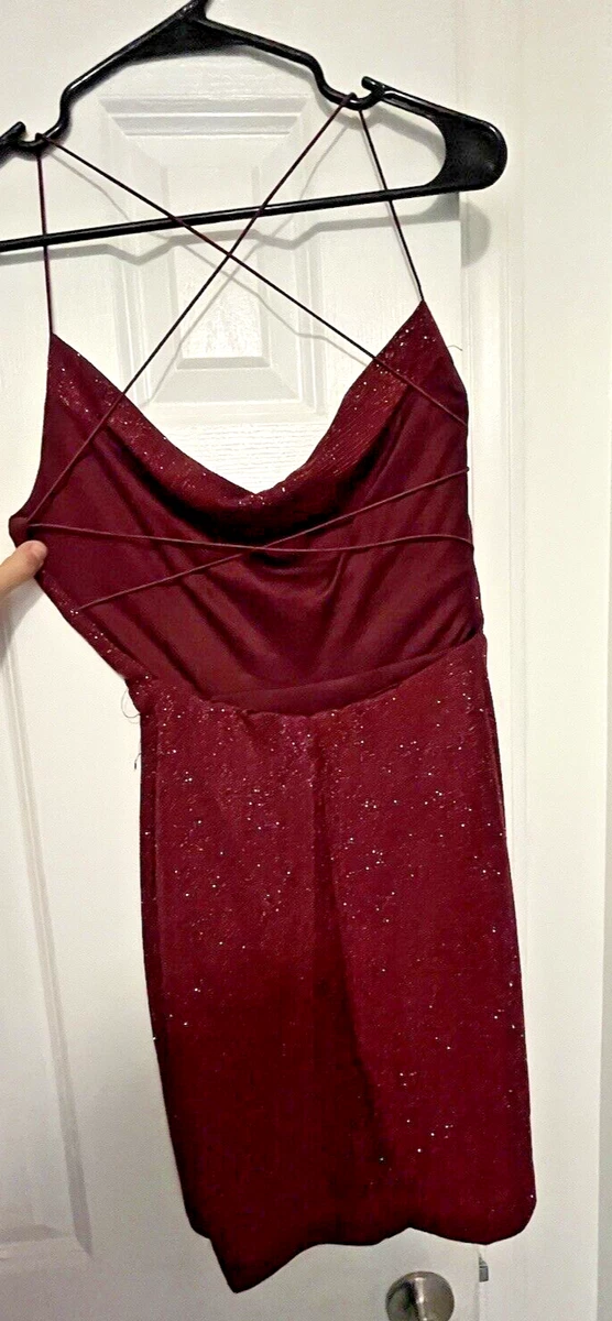 B. DARLIN MACYS DRESS BURGUNDY SPARKLY SIZE 9 10 PROM HOMECOMING