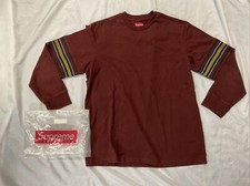Large Supreme Maroon Striped Sleeve Long Sleeve T-Shirt Size Large Made In USA