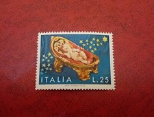 6 Dic 1972 Italia Natale Gesù Bambino Culla Oro L. 25 n 1190 Presepe Napoletano