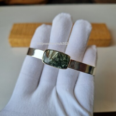 Nice Seraphinite Gemstone Bangle 925 Sterling Silver Wedding Gift Bangle PG5490