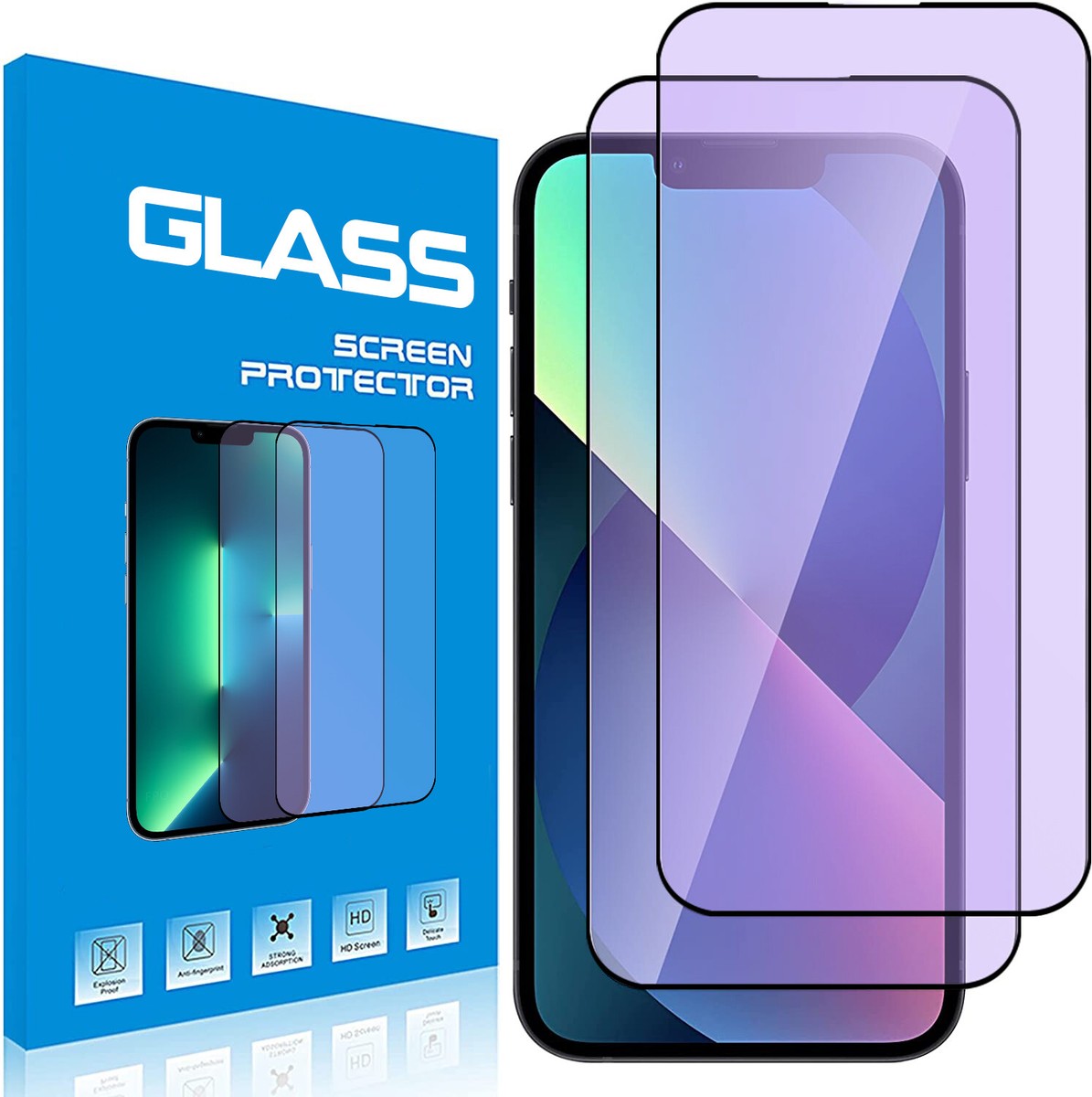 2+2 Pack] Anti-Blue Light&Anti-Spy Screen Protector for iPhone 13
