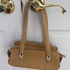 Beige Evening Moschino Leather Zippered Bag With Dust Bag