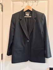 Vintage Sag Harbor 100 Pure New Wool Black Blazer Jacket - Size 10P