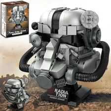 1088PCS TOKMOC RADIATION Fallout Power Armor Helmet Building Block Set for Adult