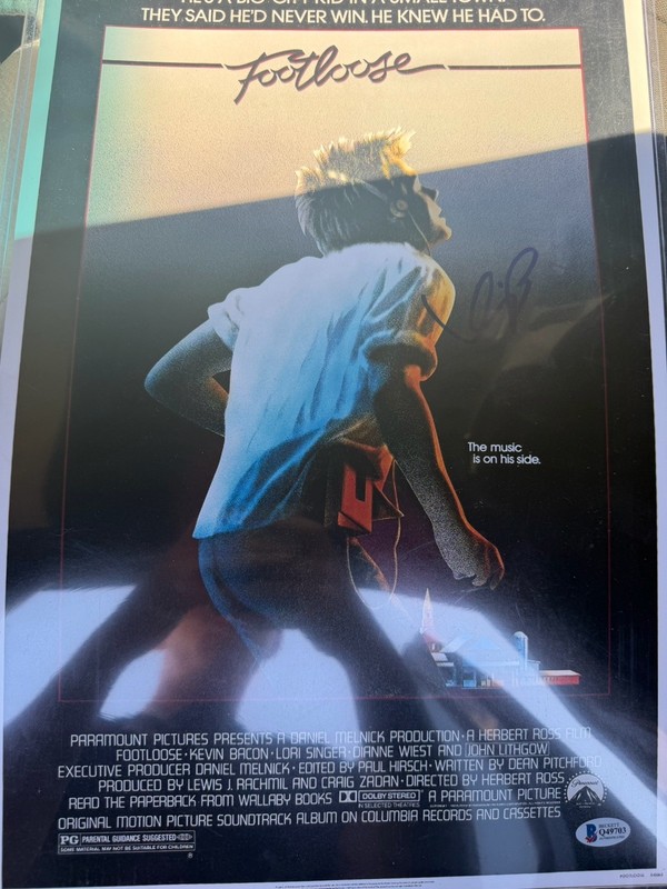 Footloose Signed Movie Poster - Beckett COA Authenticated, Serial #Q49703