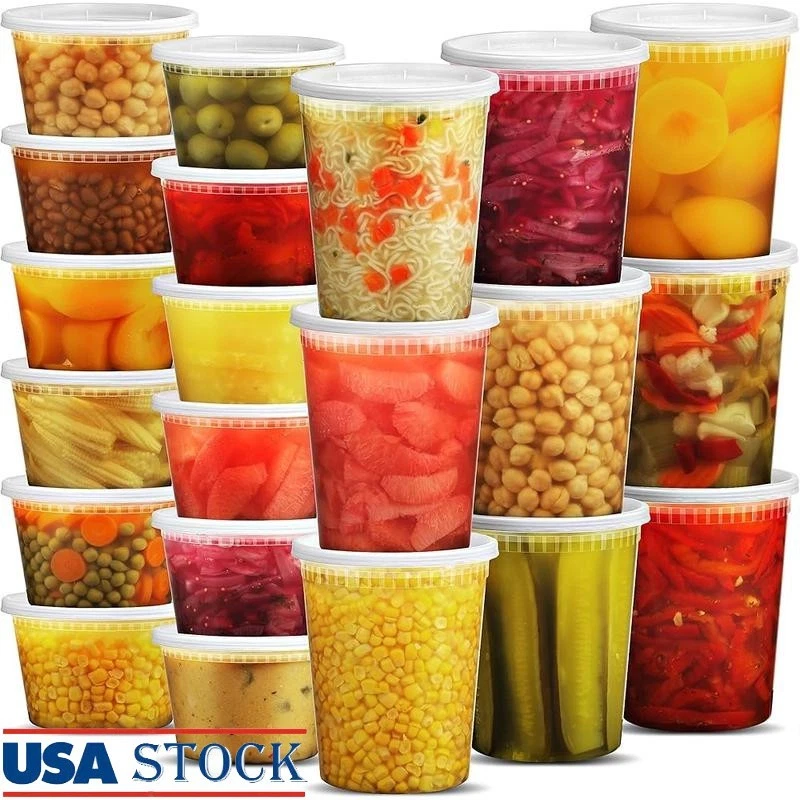 Airtight Deli Food Storage Containers W/ Lids Microwave Safe BPA Free Bulk Pack