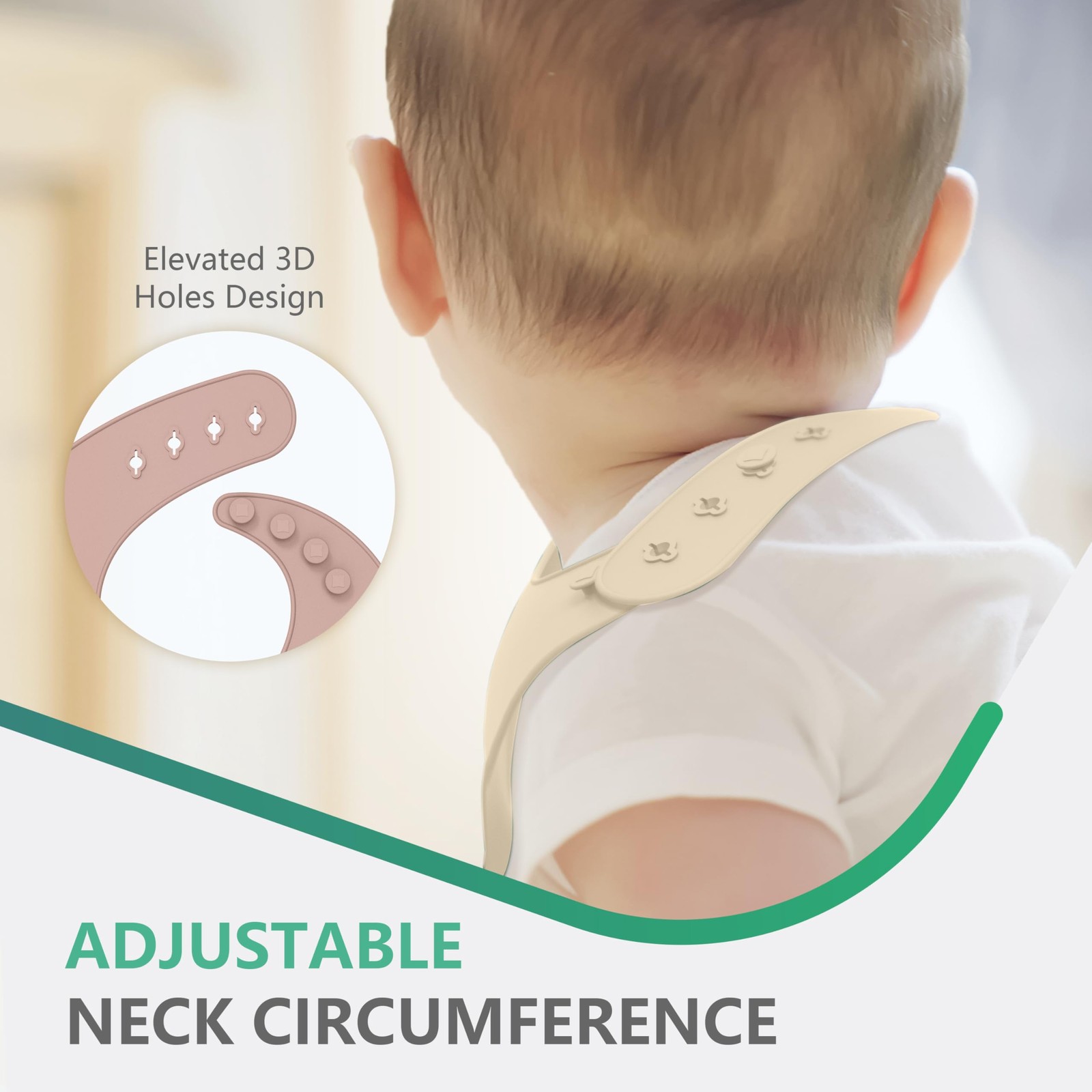 3 Pack Silicone Baby Bibs Soft Adjustable with Pocket Food Catcher Toddlers