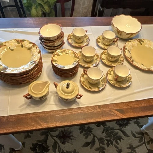 Huge lot of Stangl white dogwood dishes. A complete setting  for six + extras