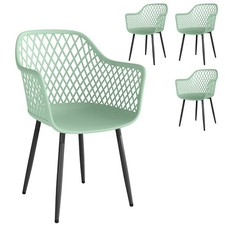 Outsunny Garden Chairs Set of 4, Garden Dining Chairs with Armrests, Green