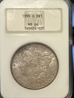 1898 O  TONED Purple Textile Morgan Silver Dollar - NGC MS 64 Fatty Old Holder