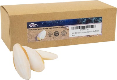 Birds LOVE Natural Cuttlebone 5.5-6'' - Calcium Supplement for Parrots Snails 3pk