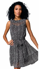 Simply Vera Vera Wang Black White Chiffon Fit & Flare Dress XXL Belted