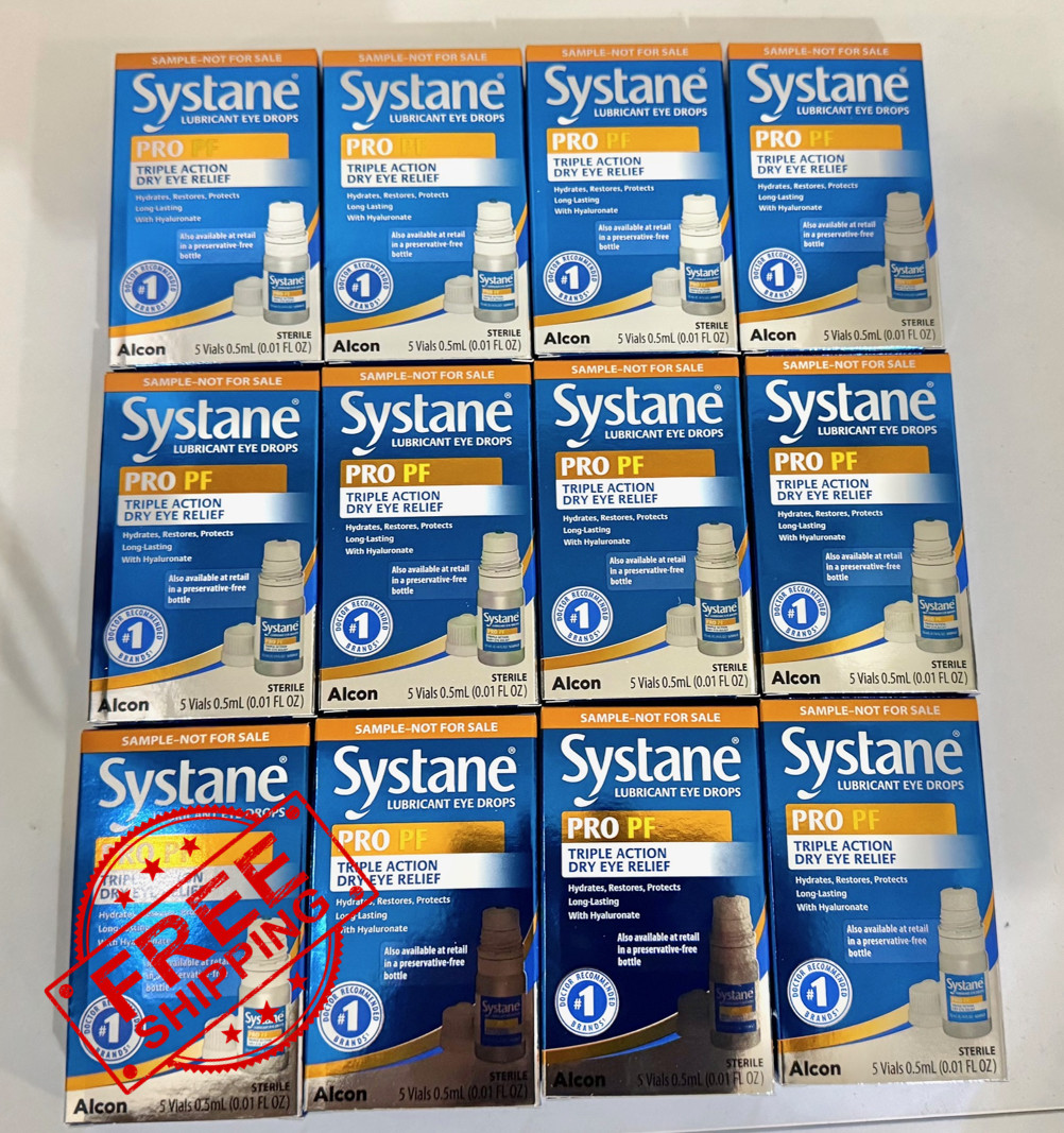 Systane PRO PF Lubricant Eye Drop Triple Action Relief 12 Boxes (60 Vials Total)