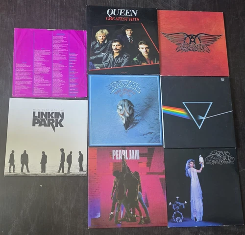 Lot of 8 Classic Rock Lp's, Pink Floyd, Aerosmith, Queen, Eagles, Pearl Jam & ++