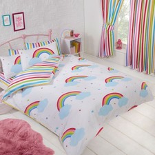 Rainbow Sky Double Duvet Cover Set Bedding Polycotton Colourful Kids
