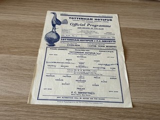 RARE Tottenham Hotspur v FC Servette 1954/55 Single Sheet Friendly 30 March 1955