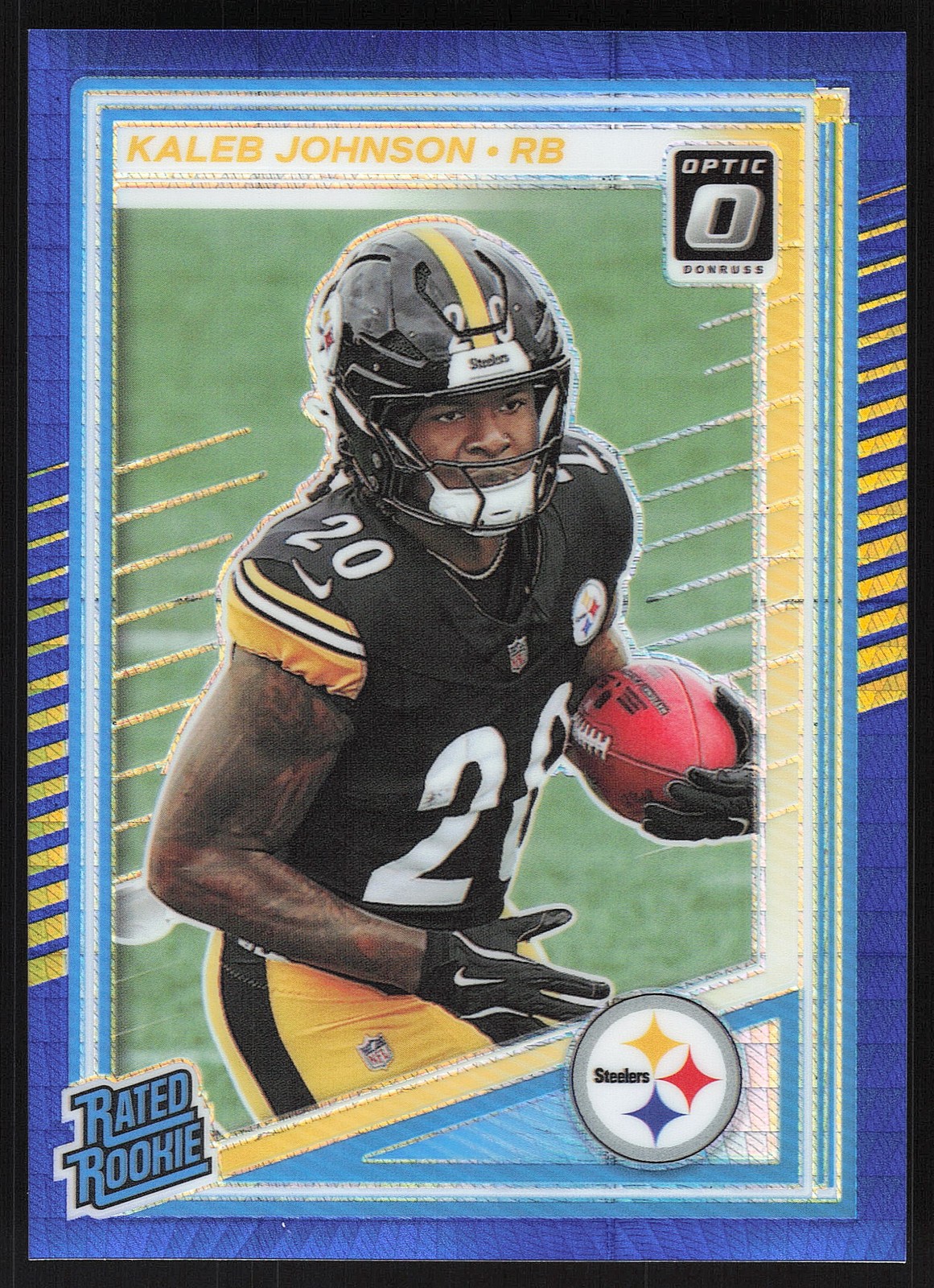 2025 Donruss Optic #232 Kaleb Johnson Blue Hyper