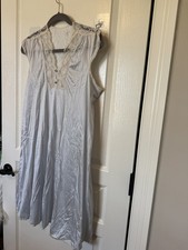 Vintage Val Mode Medium Lingerie Silky Lacy Nightgown Light Blue