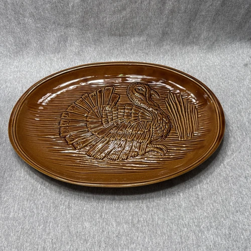 MCCOY TURKEY PLATTER PLATE 9370 USA 16” X 11” Oven Proof Glazed Ceramic