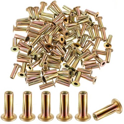 100 Pcs Multi-Grip Rivet-Nuts, 1/4-20 Rivet Nut Steel Pre-bulbed Shank Plus N...